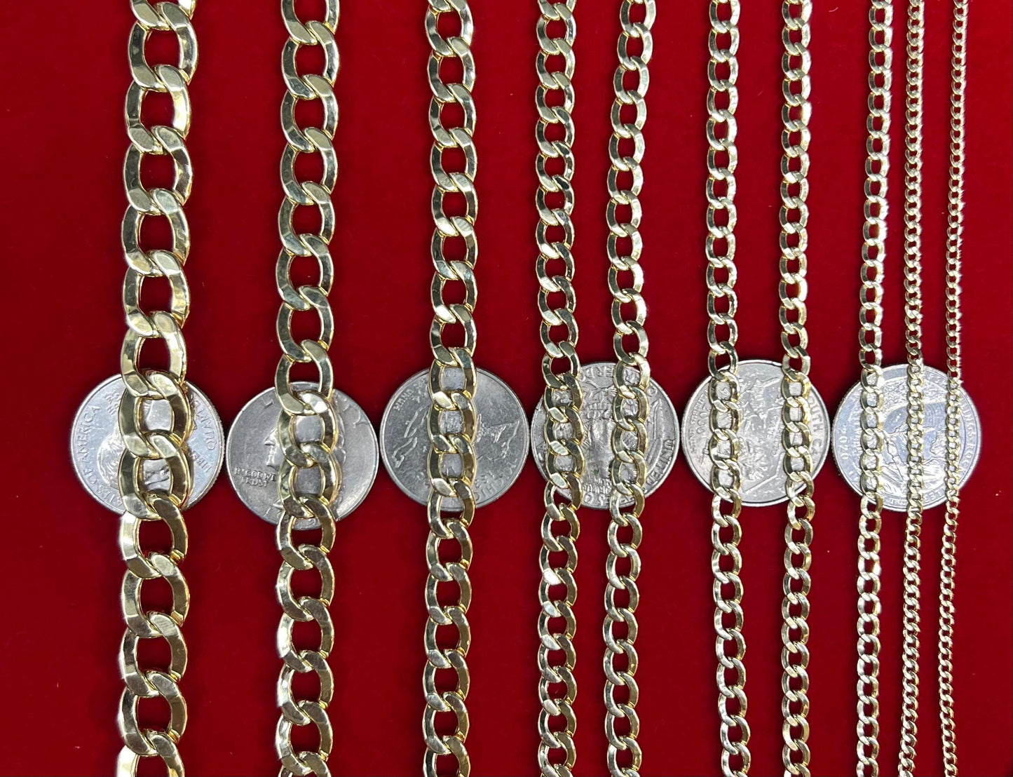 10K Real Yellow Gold Cuban Curb Link Chain, 10k 2.2mm - 11mm Cuban Curb Chain,10k Real Gold Chain Men and Women, 10k Gold Chain Necklace