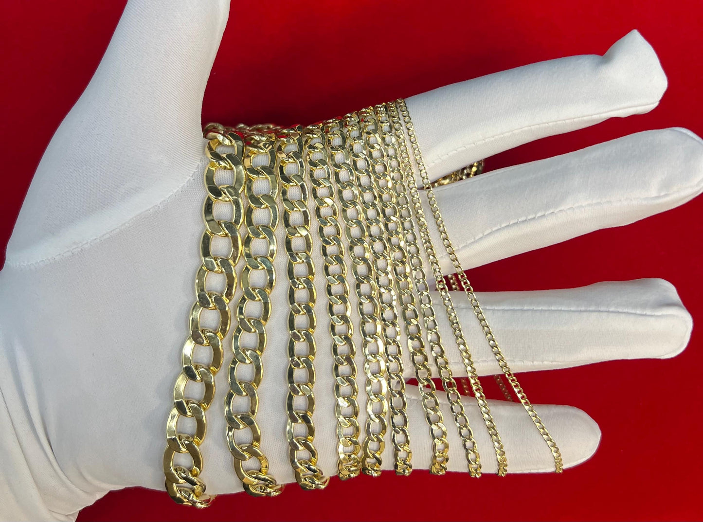 10K Real Yellow Gold Cuban Curb Link Chain, 10k 2.2mm - 11mm Cuban Curb Chain,10k Real Gold Chain Men and Women, 10k Gold Chain Necklace