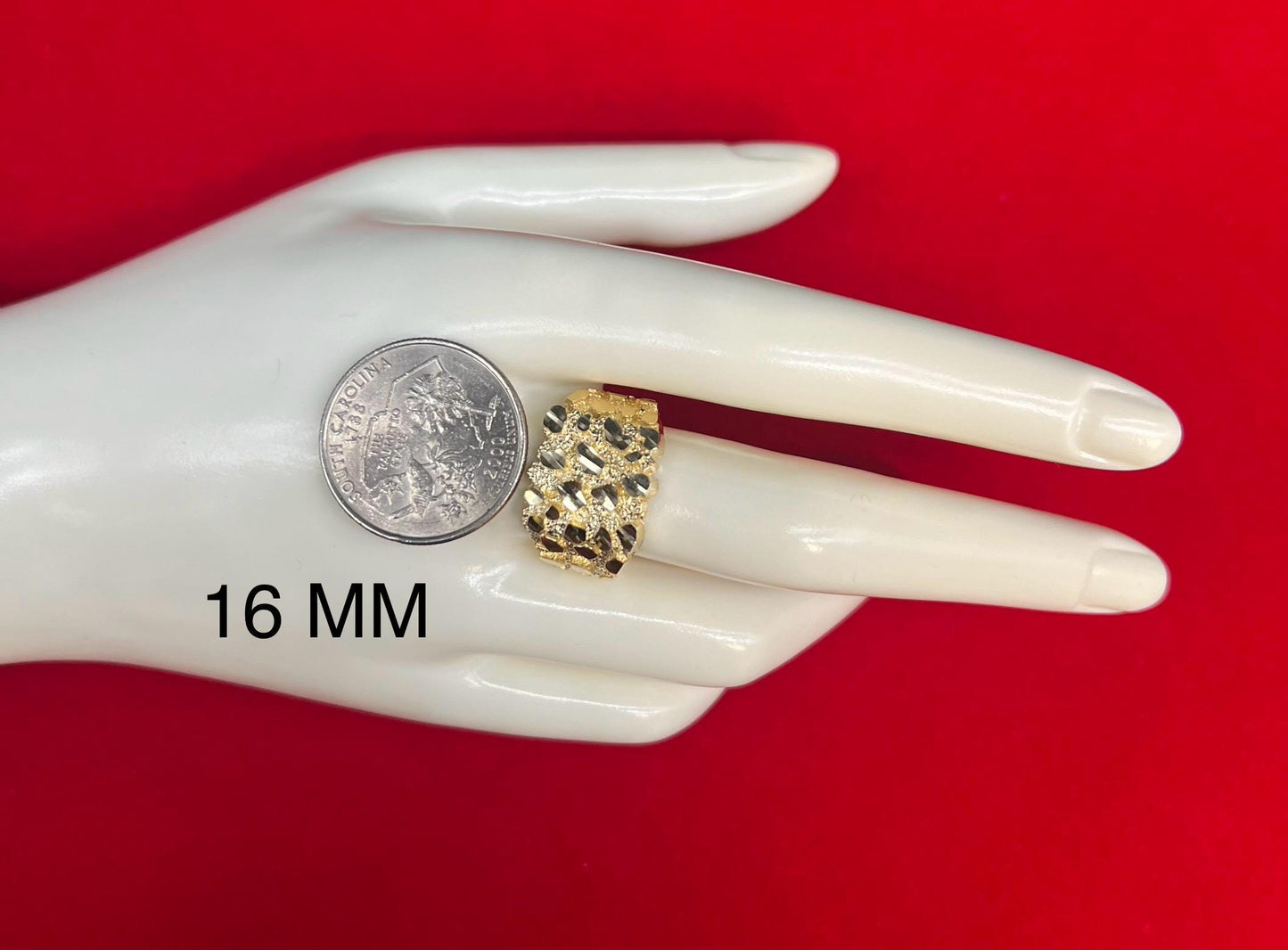 10k Real Solid Gold Square Nugget Ring, 11mm 13mm 16mm 18mm, 10k Gold Ring, 10k Gold Statement Ring, Men and Women Ring, Nugget Ring