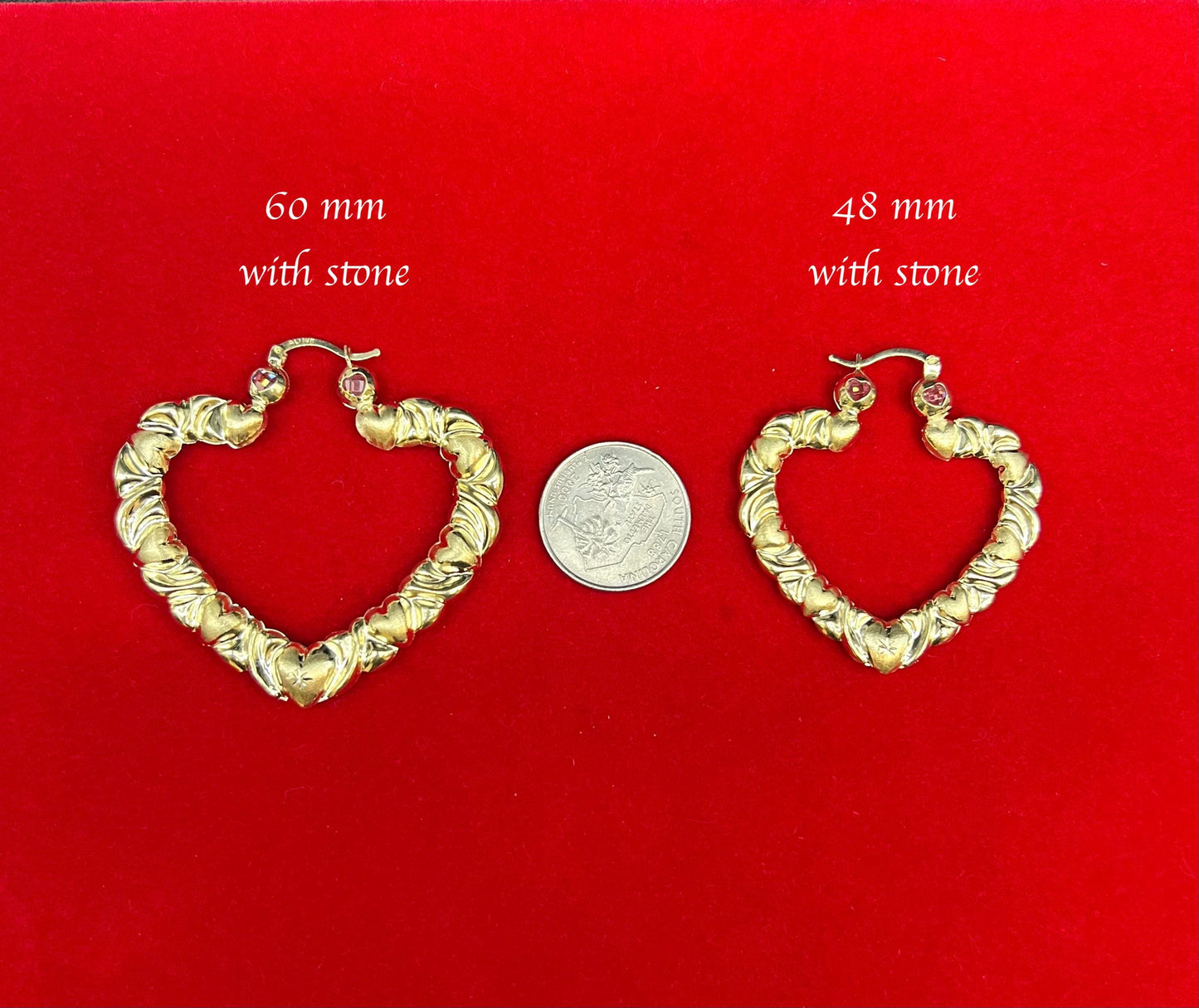 10k Real Solid Yellow Gold Textured Heart Hoop Earrings,High Quality Heart Shape,33mm-76mm Gold Hoop Earrings,Women Earrings