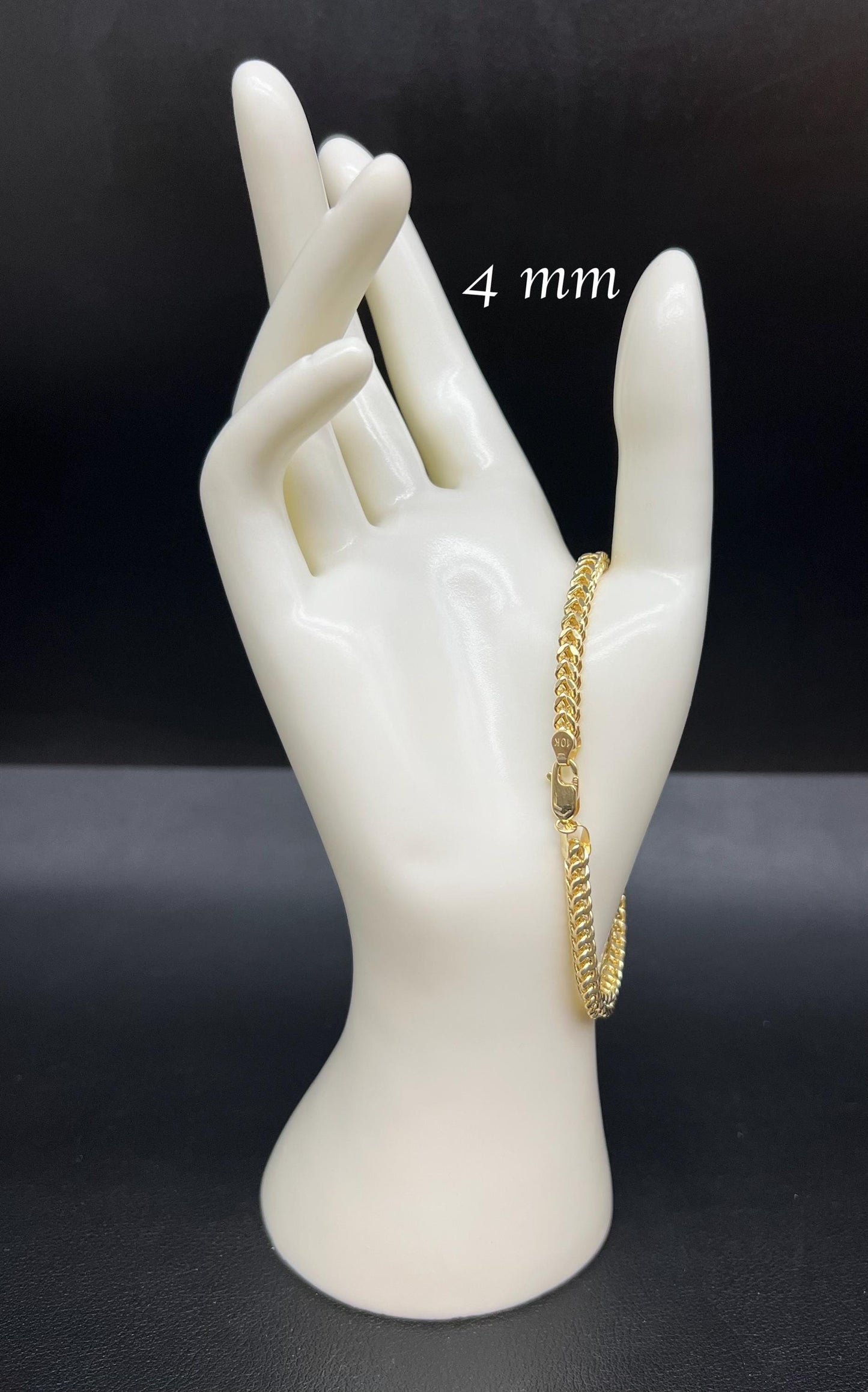 10K Real Gold Franco Chain Bracelets, 1.6mm - 4mm Real 10K Yellow Gold Franco Chain Bracelet, 10k Gold Franco Chain