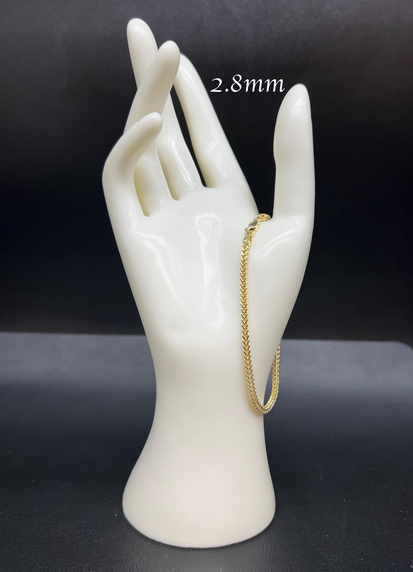 10K Real Gold Franco Chain Bracelets, 1.6mm - 4mm Real 10K Yellow Gold Franco Chain Bracelet, 10k Gold Franco Chain