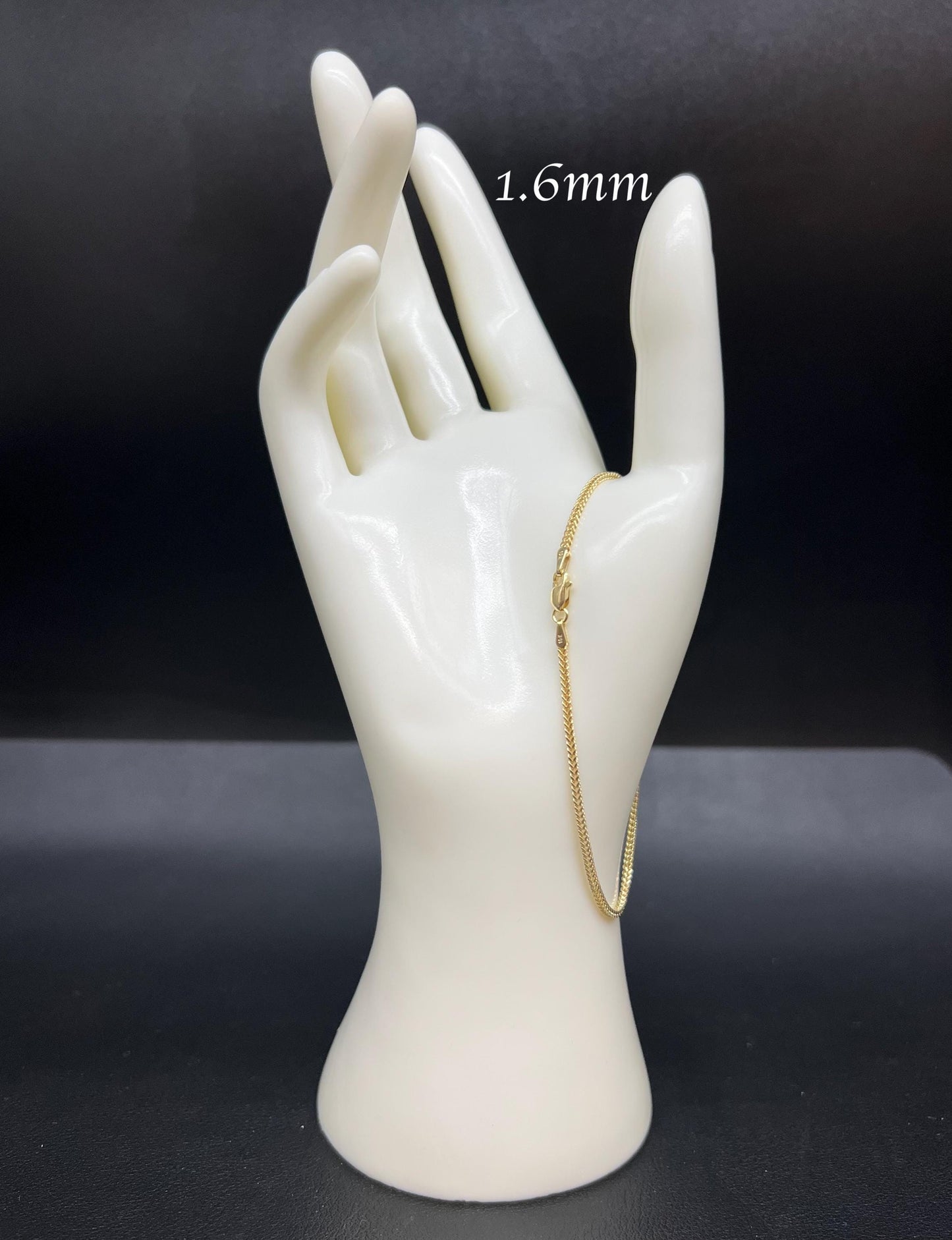 10K Real Gold Franco Chain Bracelets, 1.6mm - 4mm Real 10K Yellow Gold Franco Chain Bracelet, 10k Gold Franco Chain