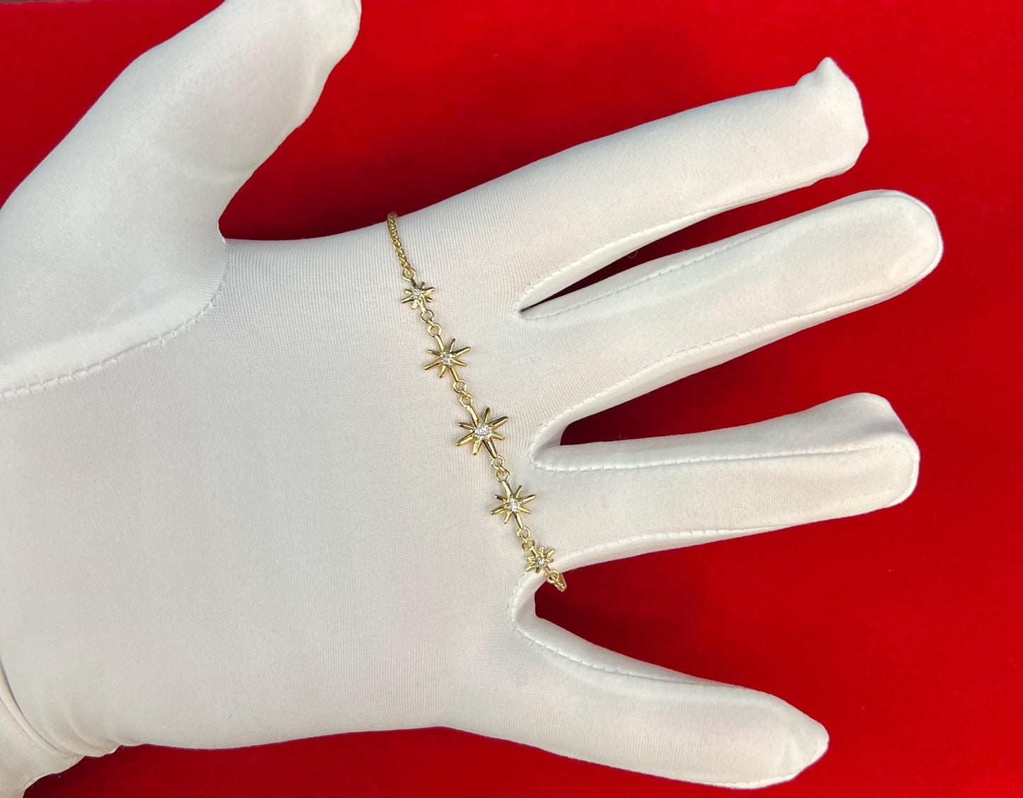 10k Solid Real Gold Star Bracelet, Real Diamond Star Bracelet, Dainty Bracelet, 10k Solid Gold Natural Diamond Star Bracelet