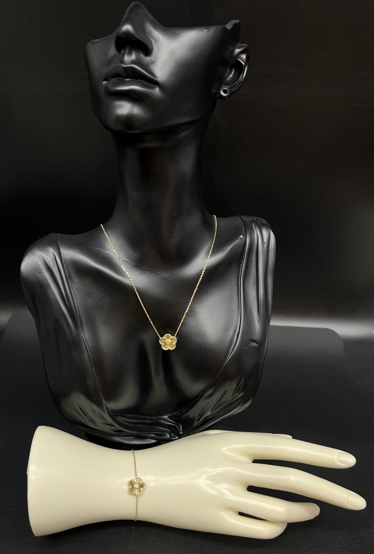 10k Solid Gold Flower Necklace, 10K Real Gold Flower Bracelet, 10K Solid Gold Flower Chain, Great Gift, 10k Gold Dainty Women Necklace
