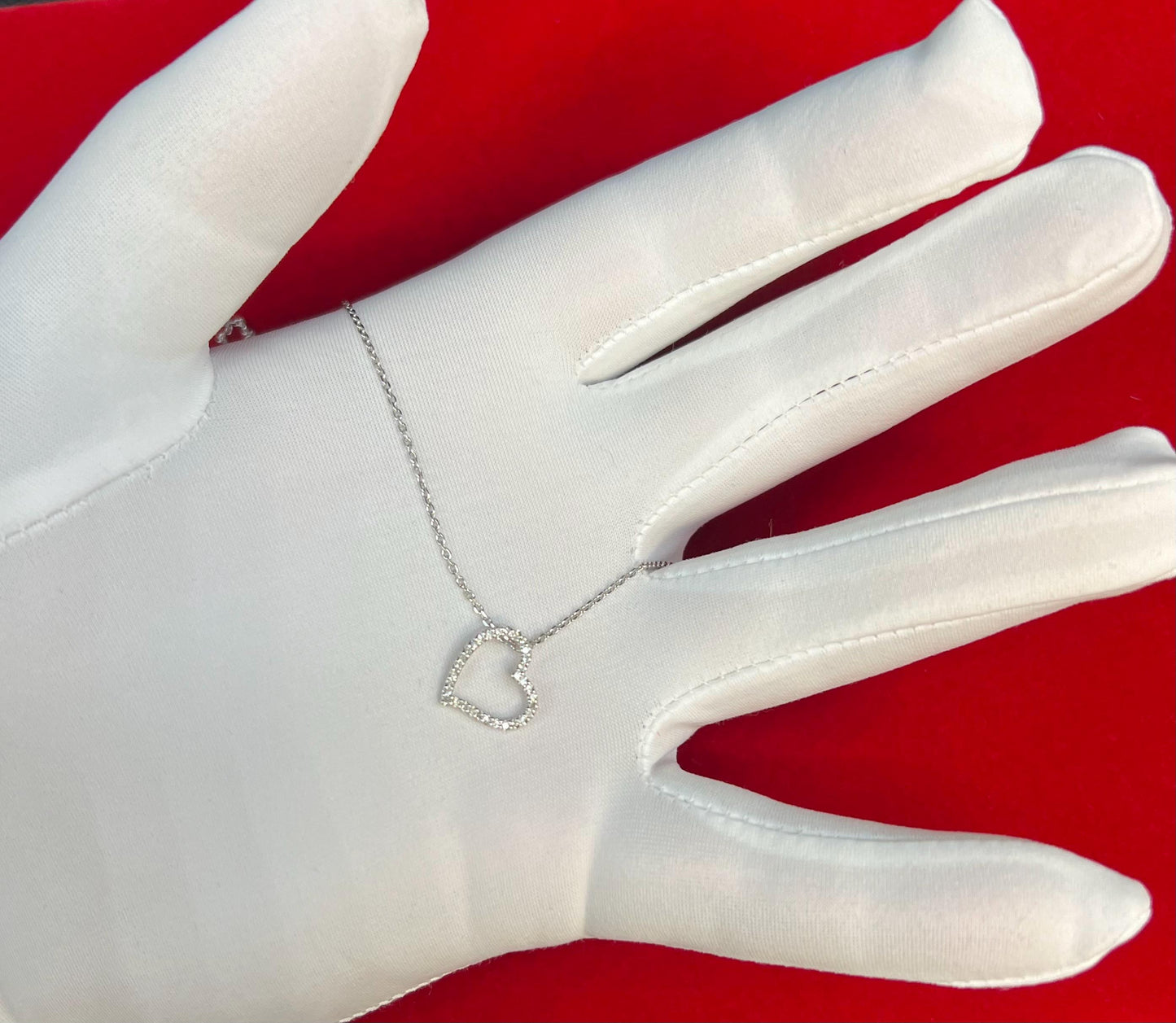 14k Solid Gold Natural Diamond Heart Necklace, 14K Gold Diamond Necklace , 14K White Gold Heart Necklace, 14k Real Diamond Women Necklace
