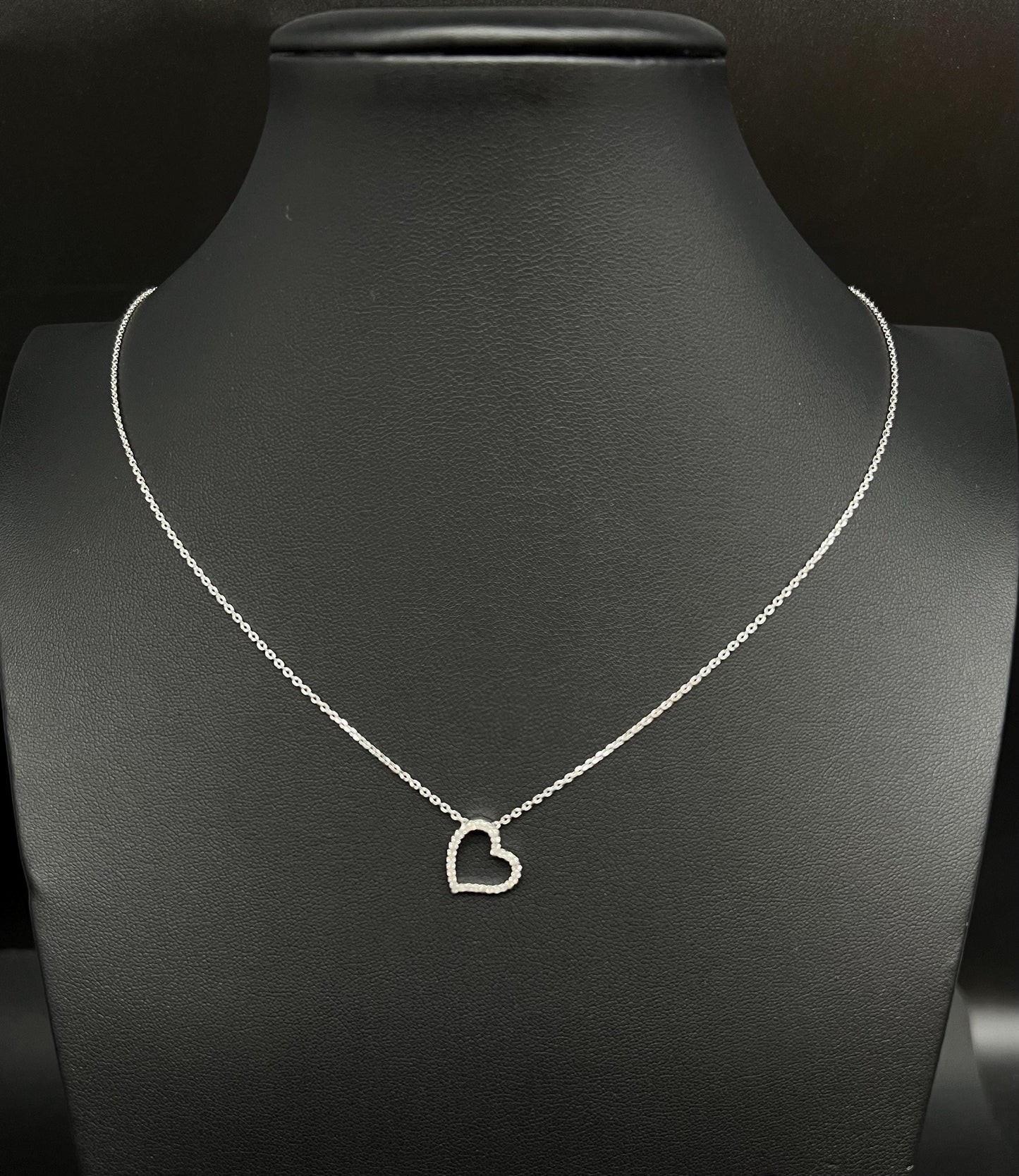 14k Solid Gold Natural Diamond Heart Necklace, 14K Gold Diamond Necklace , 14K White Gold Heart Necklace, 14k Real Diamond Women Necklace