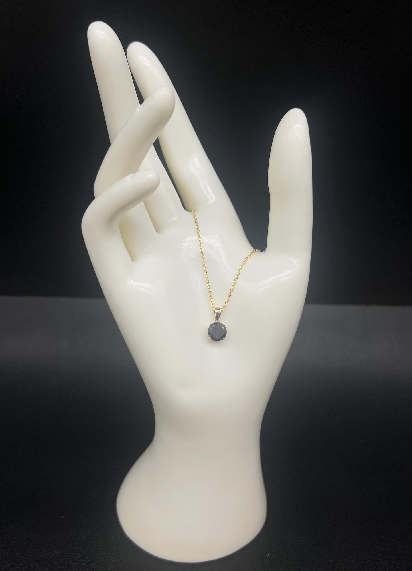 14k Solid Gold Natural Black Diamond Pendant, 14K Solid Gold 0.1 - 1.6 Carat Natural Diamond Necklace with 14K Solid White Gold Cable Chain