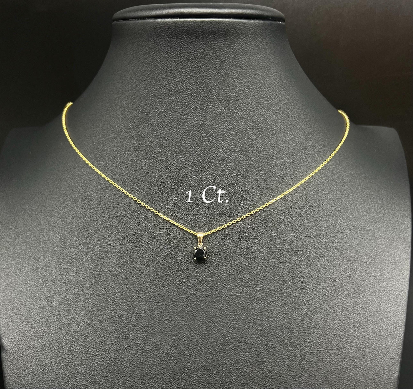 14k Solid Gold Natural Black Diamond Pendant, 14K Solid Gold 0.1 - 1.6 Carat Natural Diamond Necklace with 14K Solid White Gold Cable Chain