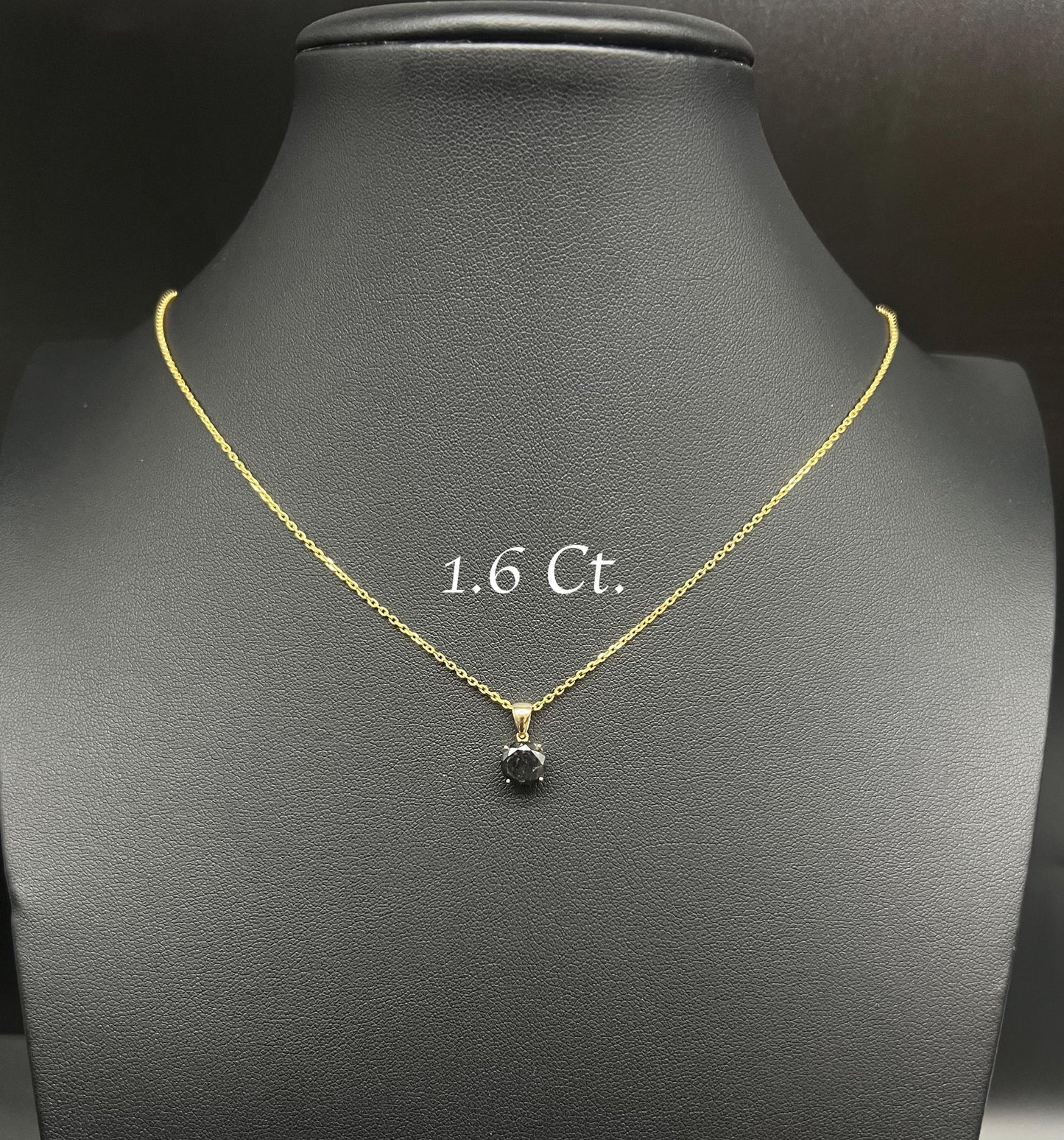 14k Solid Gold Natural Black Diamond Pendant, 14K Solid Gold 0.1 - 1.6 Carat Natural Diamond Necklace with 14K Solid White Gold Cable Chain