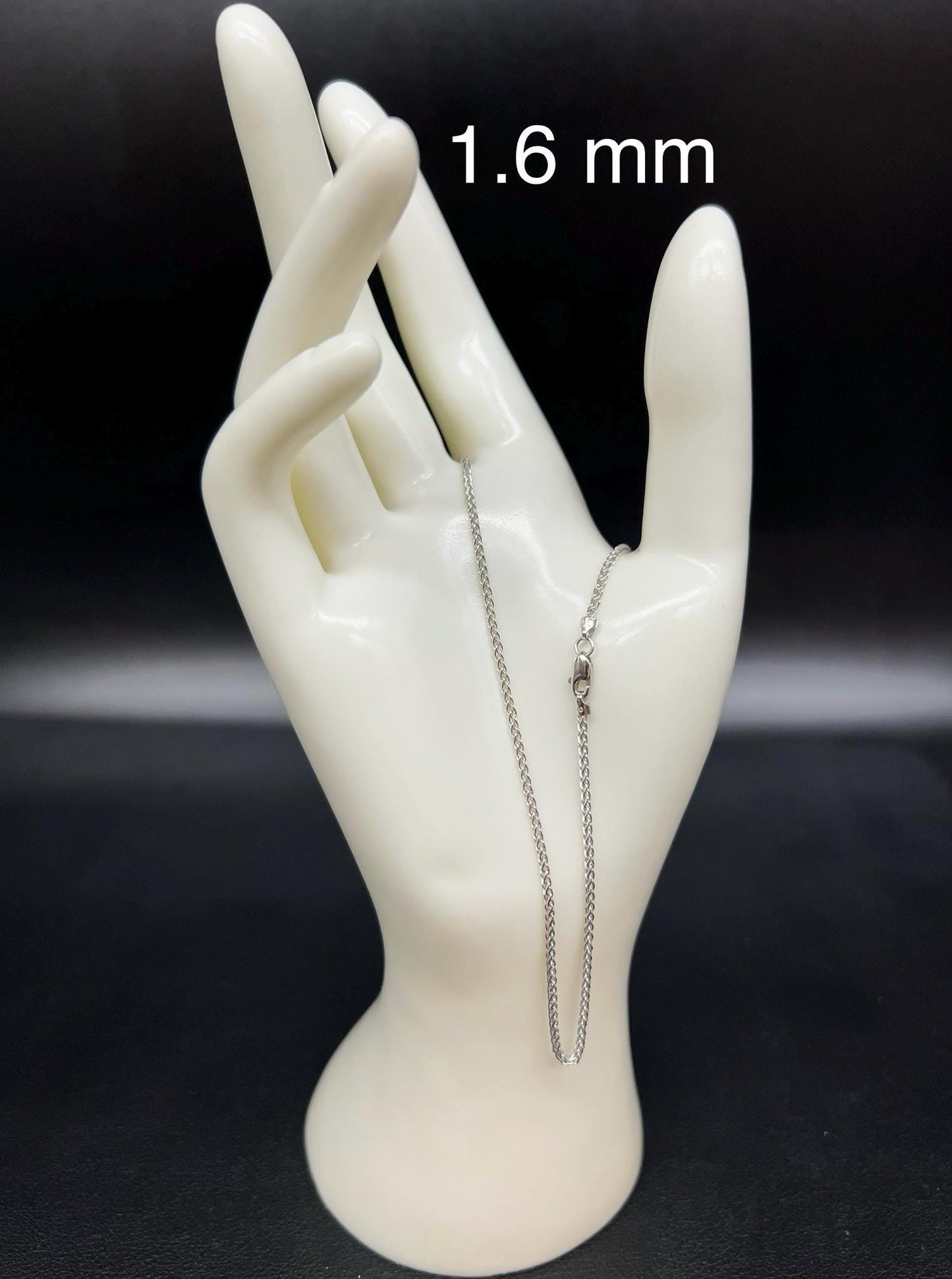 14K SOLID White Gold Wheat Chain Necklace, 14k Solid Gold 0.9mm - 2.1mm Wheat Chain ,14k Men and Women Wheat Chain, 14k Solid Gold Necklace