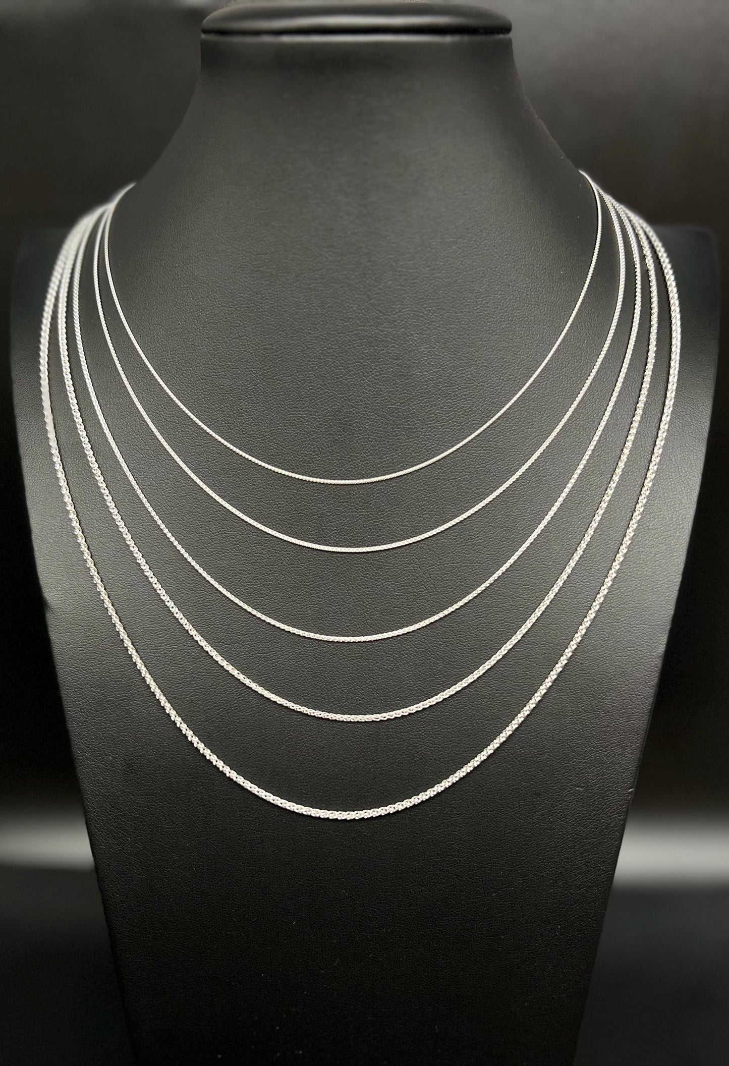 14K SOLID White Gold Wheat Chain Necklace, 14k Solid Gold 0.9mm - 2.1mm Wheat Chain ,14k Men and Women Wheat Chain, 14k Solid Gold Necklace
