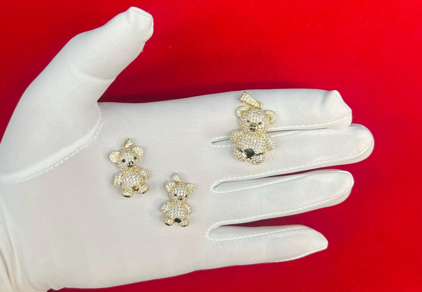 10k Real Gold Pendants Necklace,10K Real Gold Teddy Bear Charm,10k Real Miami Cuban Chain Necklace,10k Gold Chain, Bear