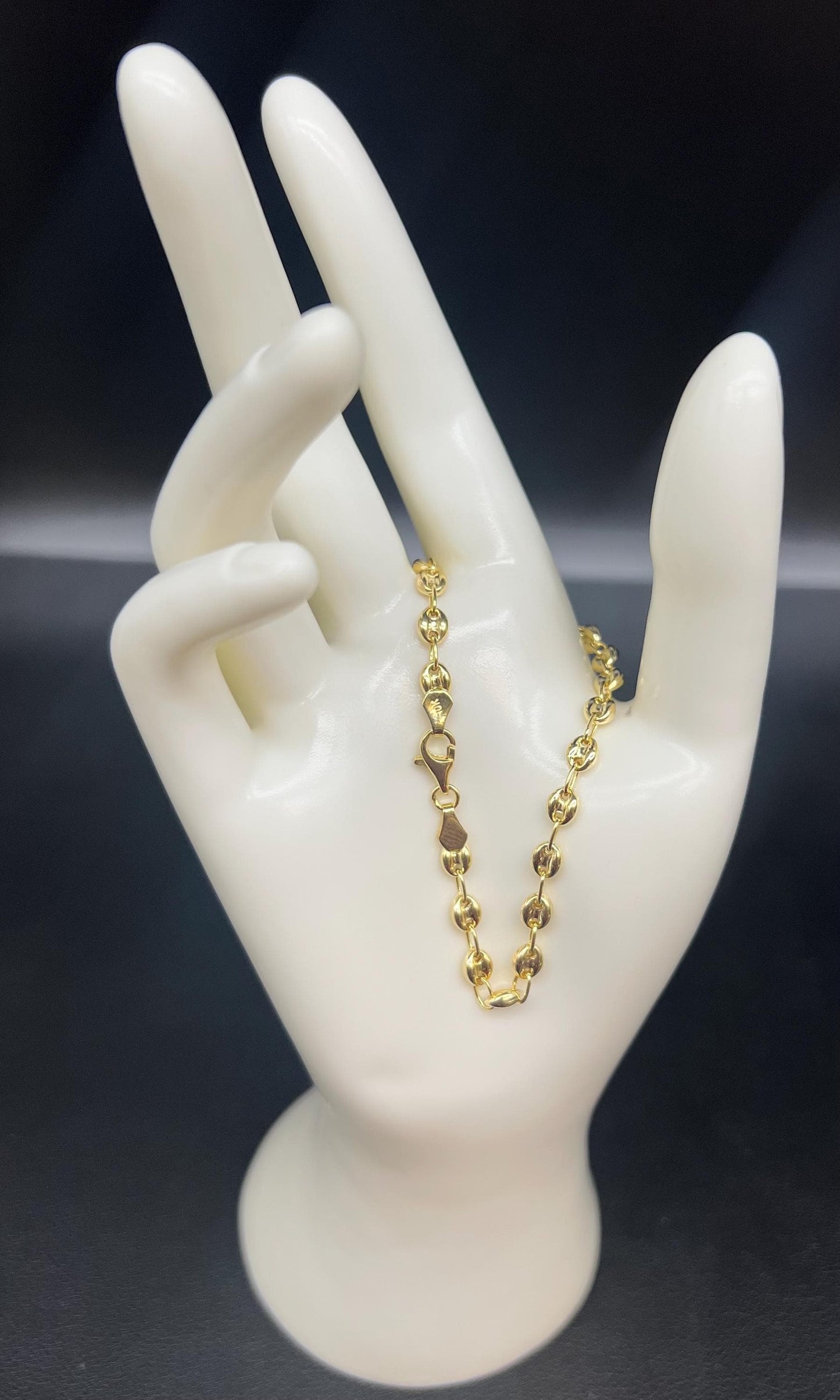 10K Real Gold Puffed Mariner Bracelet, 10K Gold 4.5mm - 9mm Puffed Mariner Bracelet, 10k Women Bracelet, 10K Yellow Gold Puffed Mariner