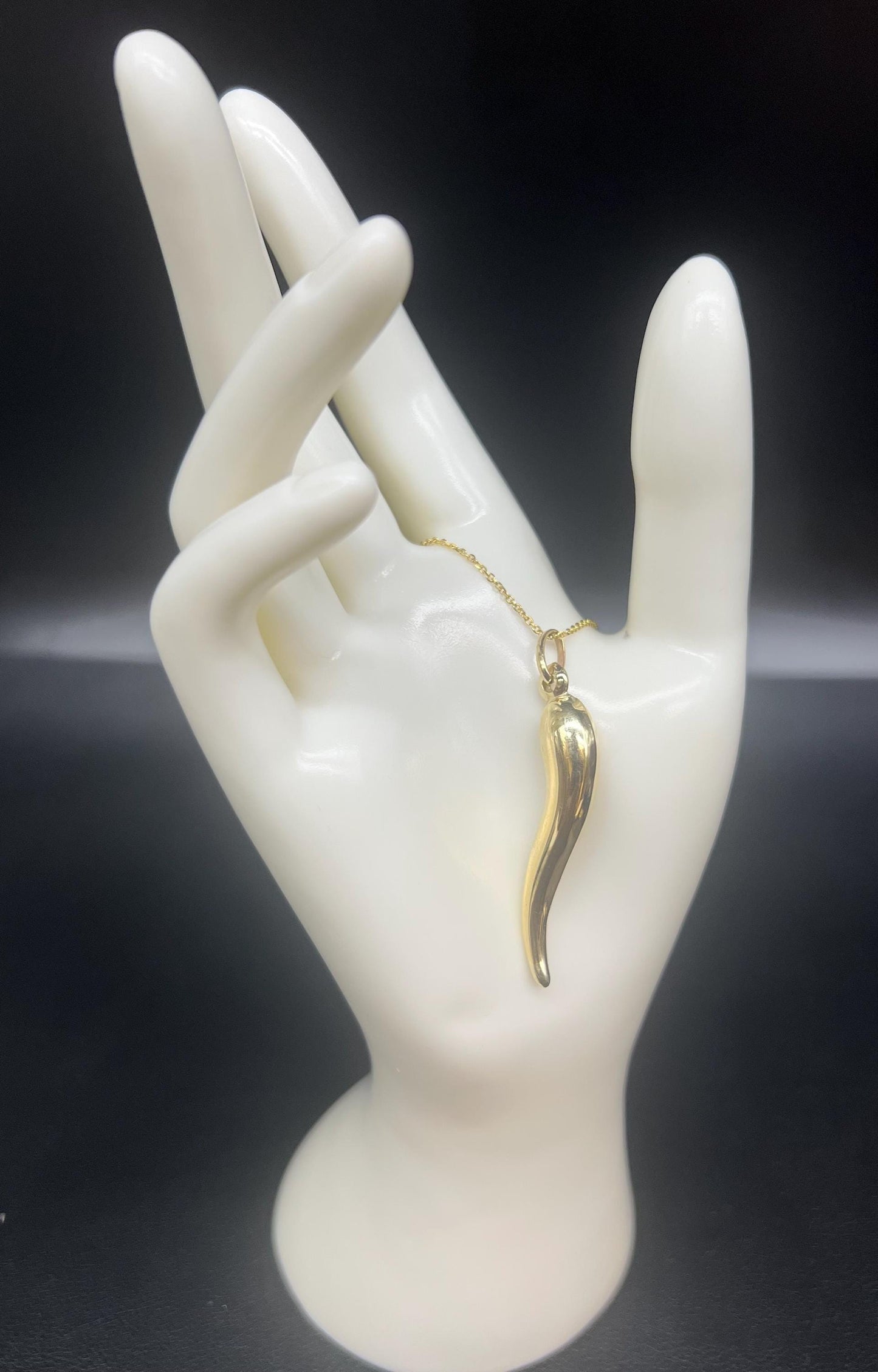 10k Real Gold Cornicello Italian Horn Pendant Protection Necklace with 1.3 mm Cable Chain Necklace,Unisex Charm, Pendant, Gift