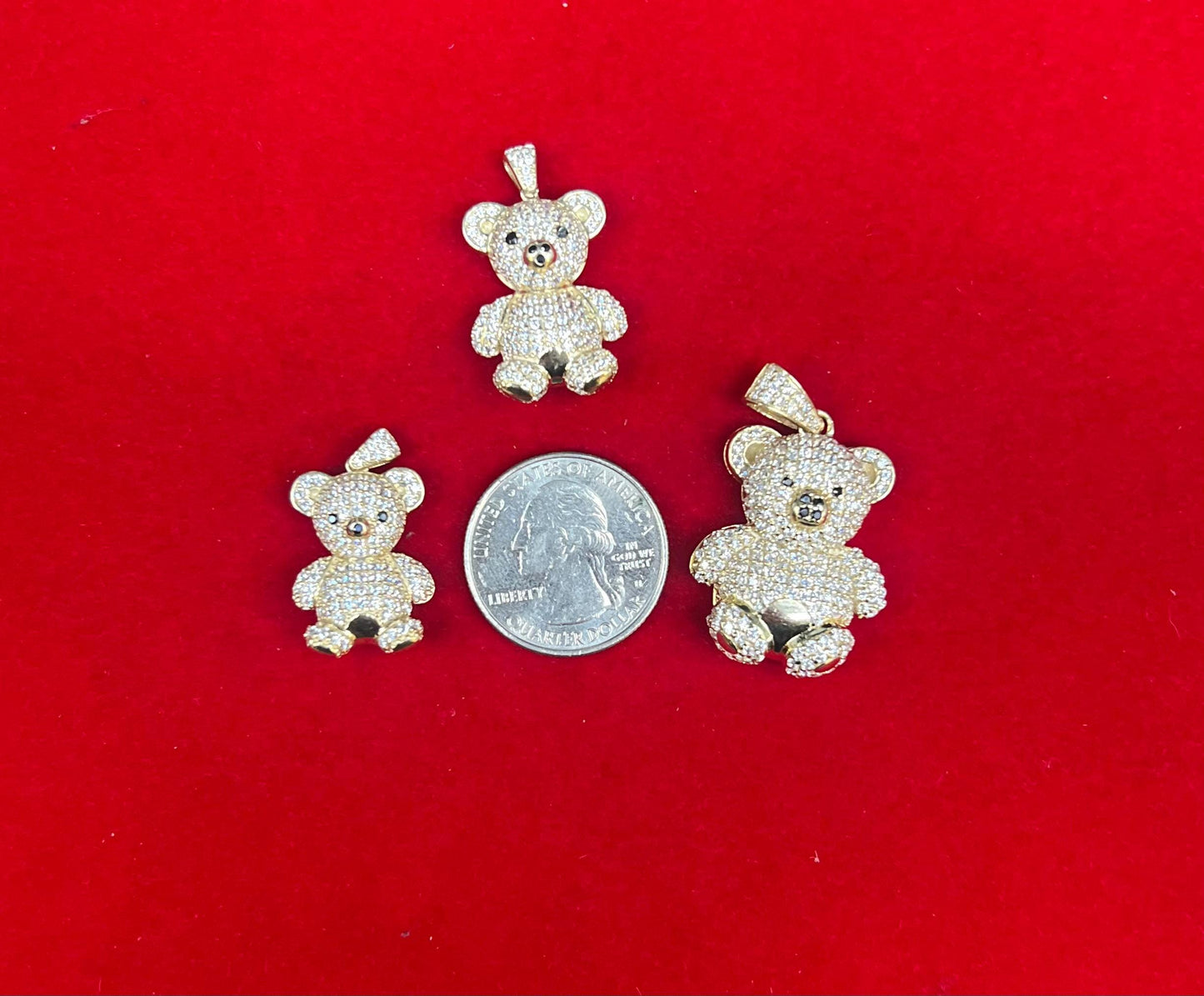 10k Real Gold Pendants Necklace,10K Real Gold Teddy Bear Charm,10k Real Miami Cuban Chain Necklace,10k Gold Chain, Bear