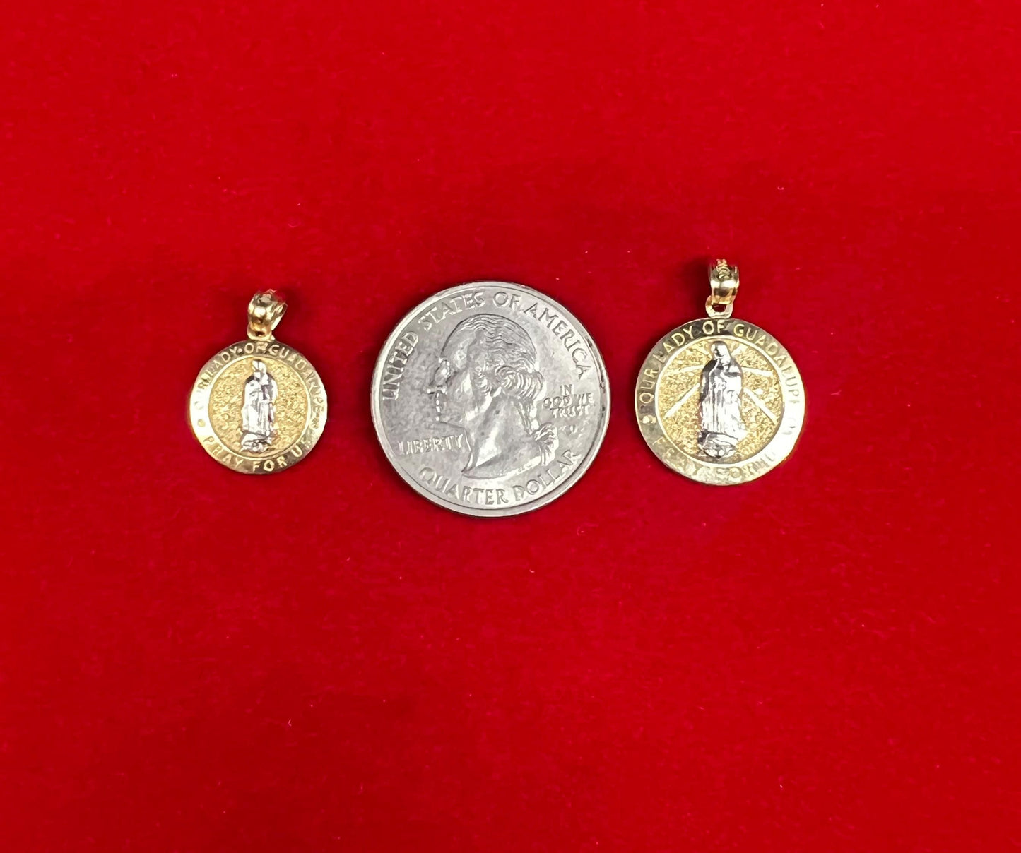 10k Solid Gold Guadalupe Pendant Necklace, 1.2mm Cable Chain, Unisex Virgin Mary Charm, Religious Gold Gift Jewelry, 10k Guadalupe Charm