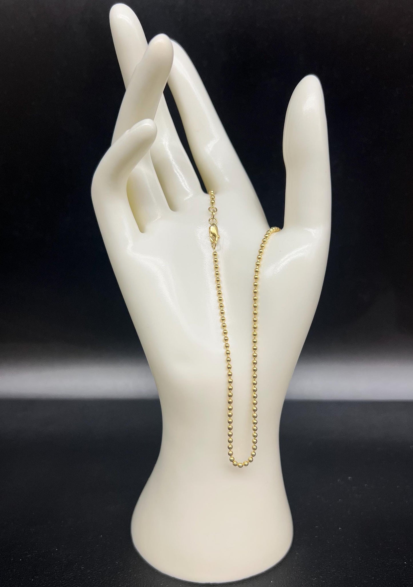 SOLID 10K Real Yellow Gold Bead Ball Chain Necklace ,2mm ,2.5mm, 3mm Ball Chain Necklace , Real 10k Gold Beaded Chain , Women, Men