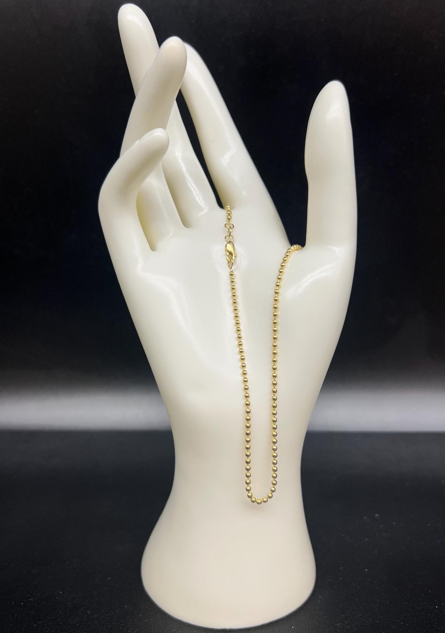 SOLID 10K Real Yellow Gold Bead Ball Chain Necklace ,2mm ,2.5mm, 3mm Ball Chain Necklace , Real 10k Gold Beaded Chain , Women, Men