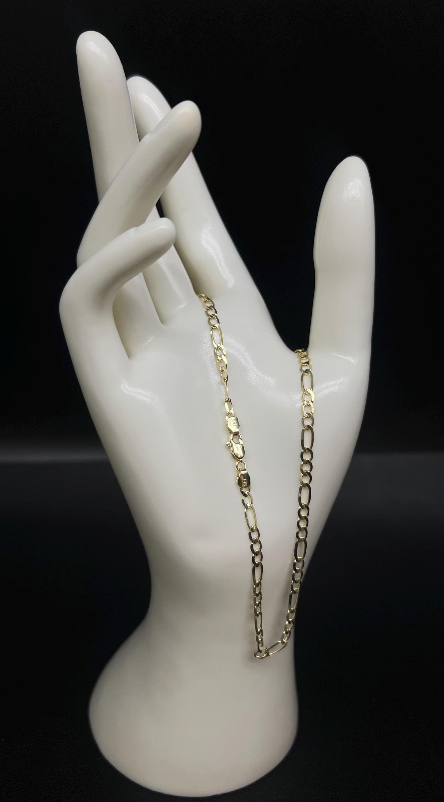 14K SOLID gold Figaro Chain Necklace , 14k Yellow Gold Link Chain, Real 14K SOLID Gold Chain, 14k Real Gold Figaro Chain, Men, Women