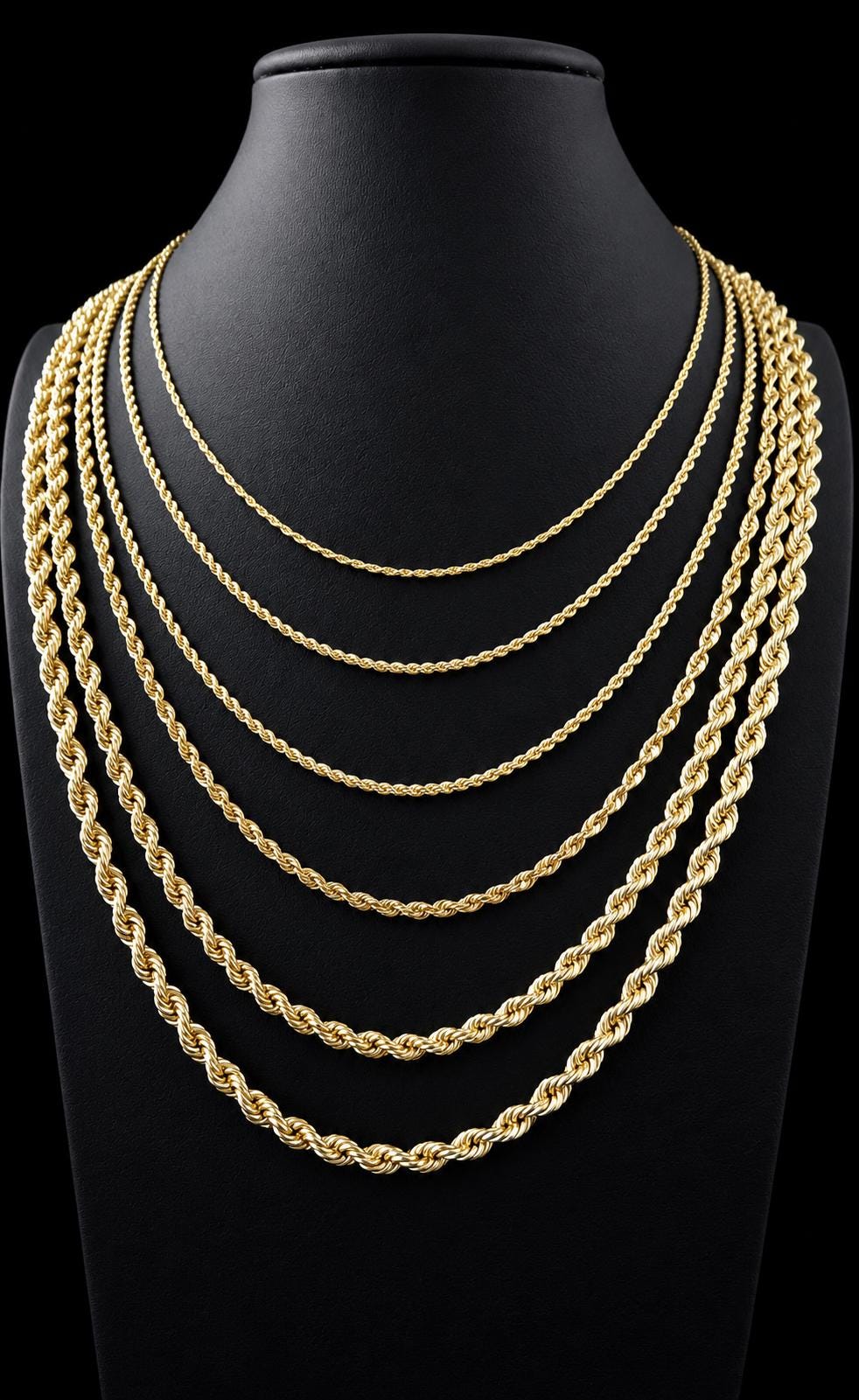 10K Gold Rope Chain Gold Rope Chain Necklace 2mm 2.2mm 2.6mm 3.2mm 4.8mm 6mm 18-26 inches, 10K Gold Rope Chain, 10K Gold Chain, Men Women