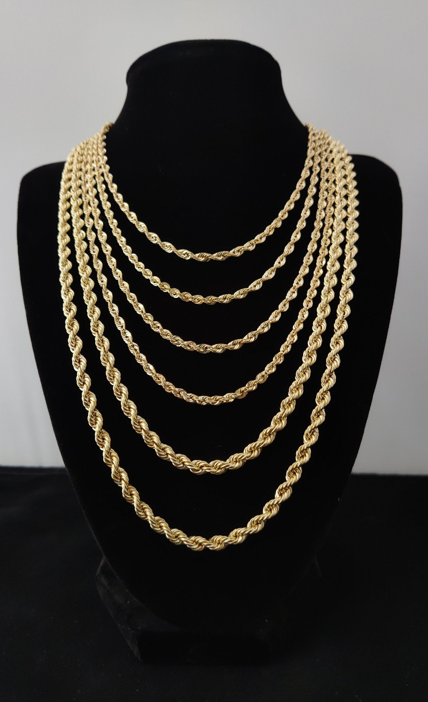 10K Gold Rope Chain Gold Rope Chain Necklace 2mm 2.2mm 2.6mm 3.2mm 4.8mm 6mm 18-26 inches, 10K Gold Rope Chain, 10K Gold Chain,  Men Women