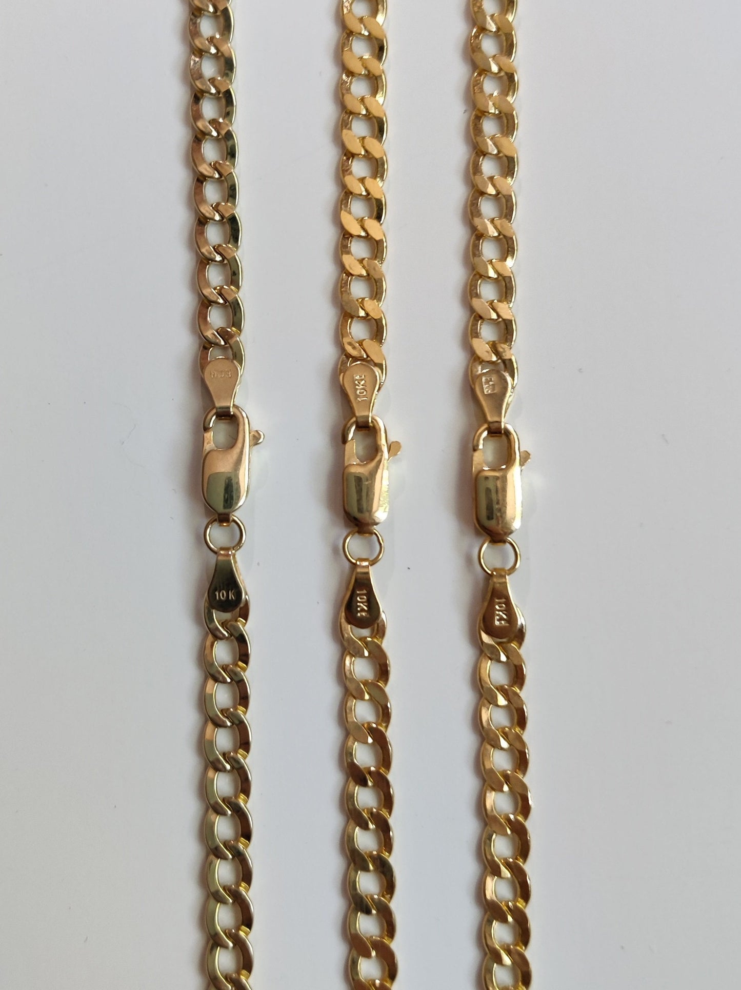 4.5 MM 10K Real Yellow Gold Cuban Curb Chain, Gold Chain Necklace Man and Woman,10k Gold Chain