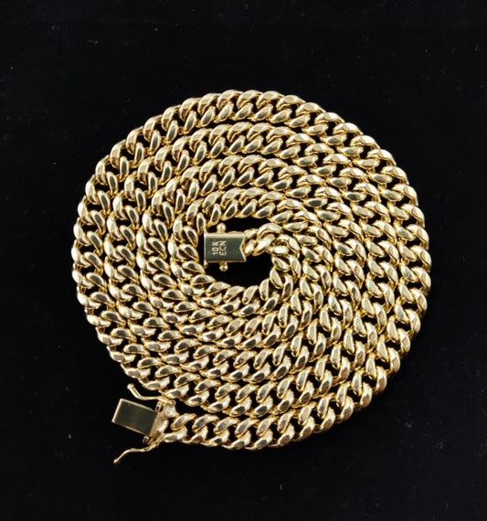 10k Real Gold Miami Cuban Link Chain Necklace 6.7mm 26 Inches Real 10K Yellow Gold,Man Gold Chain,Ladies Gold Chain, 10k Gold Chain