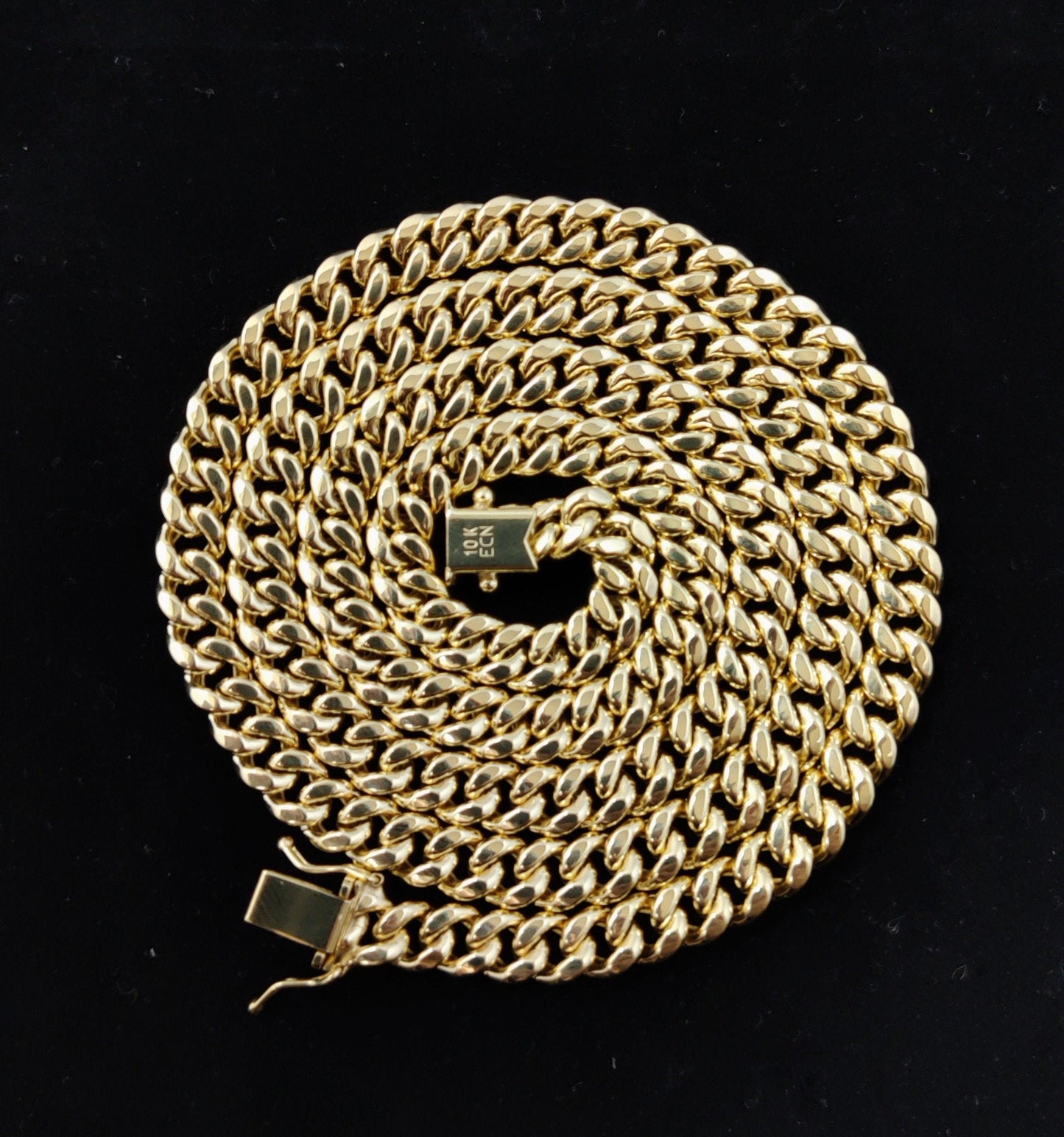 10k Real Gold Miami Cuban Link Chain Necklace 6.7mm 26 Inches Real 10K Yellow Gold,Man Gold Chain,Ladies Gold Chain, 10k Gold Chain