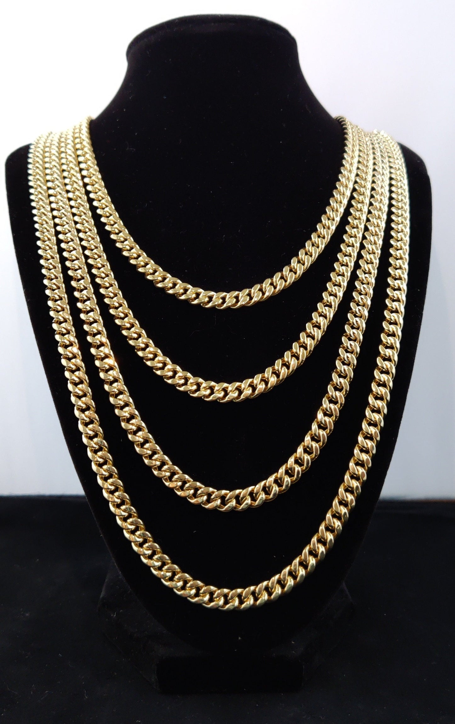 10k Real Gold Miami Cuban Link Chain Necklace 6.7mm 22 Inches Real 10K Yellow Gold,Man Gold Chain,Ladies Gold Chain, 10k Gold Chain