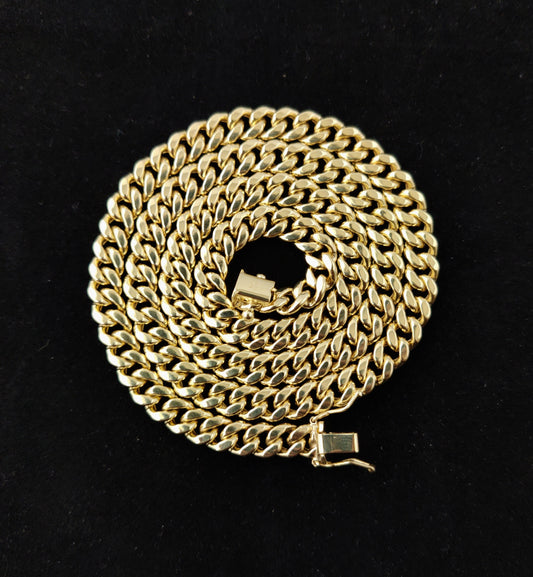 10k Real Gold Miami Cuban Link Chain Necklace 6.2mm 20 Inches Real 10K Yellow Gold,Man Gold Chain,Ladies Gold Chain, 10k Gold Chain