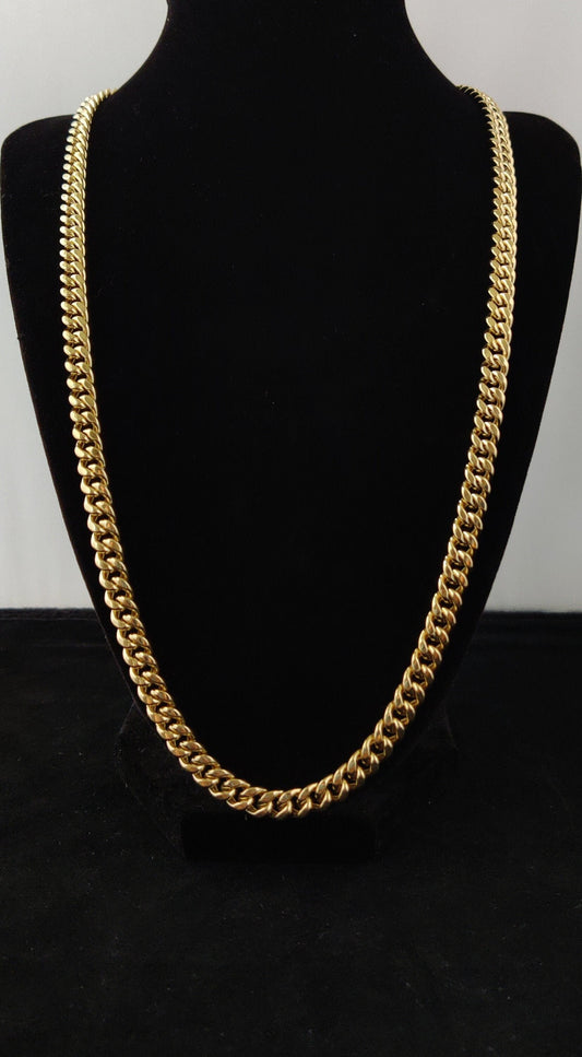 10k Real Gold Miami Cuban Link Chain Necklace 6.8mm 24 Inches Real 10K Yellow Gold,Man Gold Chain,Ladies Gold Chain, 10k Gold Chain