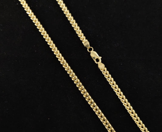 10K Real Semi Solid Gold Franco Chain Necklace, 18 inch Franco Chain, 4mm Real 10K Yellow Gold Franco Chain,10k Gold Chain,Franco Chain
