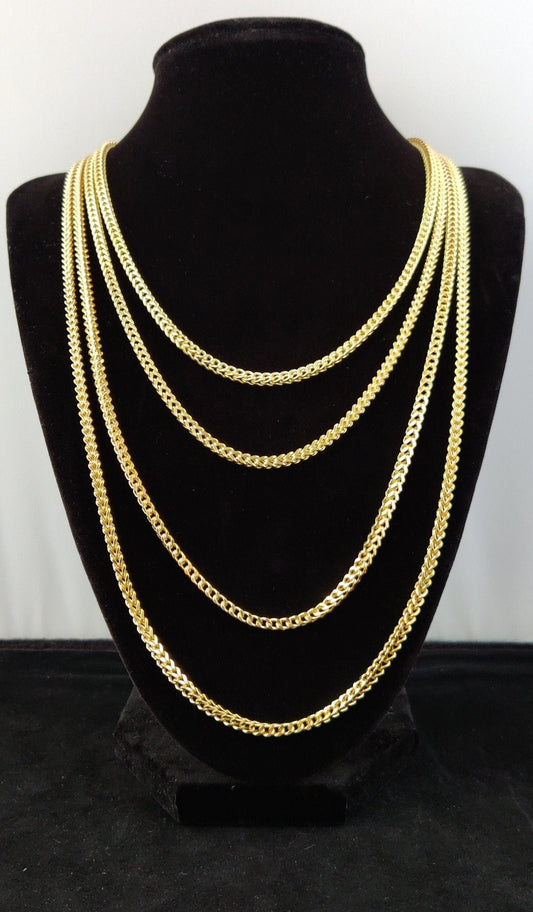 10K Real Semi Solid Gold Franco Chain Necklace, 16"-26" inch, 3mm Real 10K Yellow Gold Franco Chain,10k Gold Chain,Franco Chain