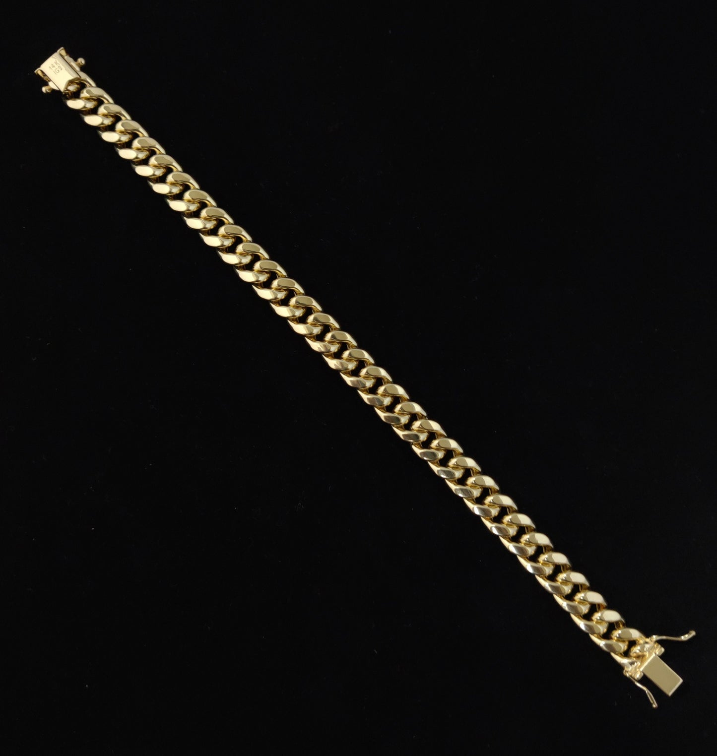 14k Yellow Gold 9.5mm Miami Cuban Chain Bracelet Box Clasp Lock Real 14K Yellow Gold, Men and Women,14k Gold Bracelet, 14k gold miami cuban