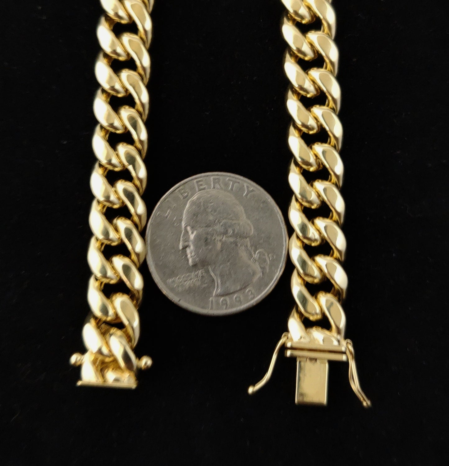 14k Yellow Gold 9.5mm Miami Cuban Chain Bracelet Box Clasp Lock Real 14K Yellow Gold, Men and Women,14k Gold Bracelet, 14k gold miami cuban