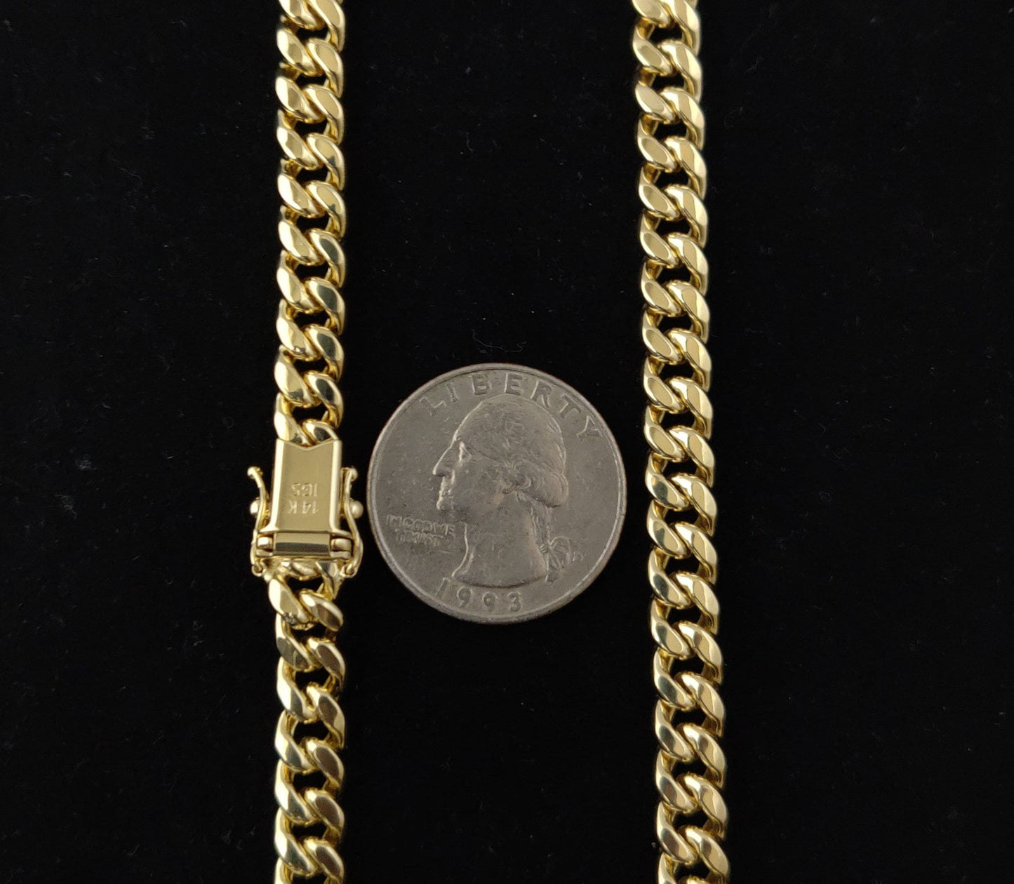 14k Real Gold Miami Cuban Link Chain Necklace 6.8mm 24 Inches Real 14K Yellow Gold,Man Gold Chain,Ladies Gold Chain, 14k Gold Chain