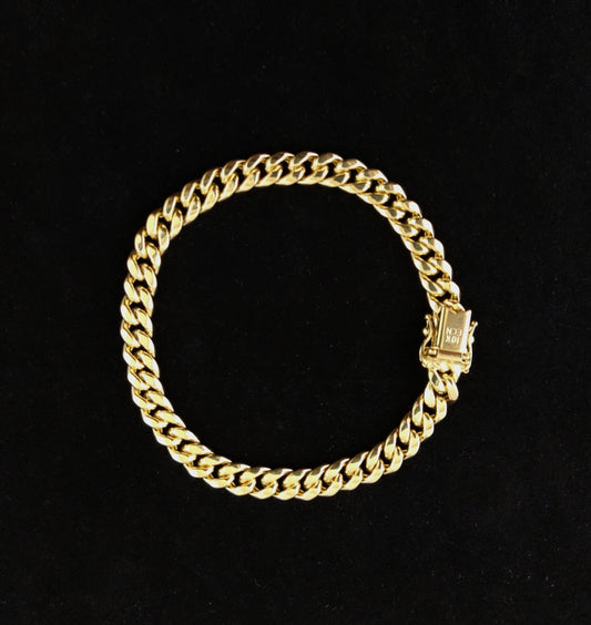 10k Yellow Gold 6.2mm Miami Cuban Bracelet Box Clasp Lock, Real 10K Yellow Gold,Miami Cuban Chain, 10k Real Gold Miami Cuban Bracelet
