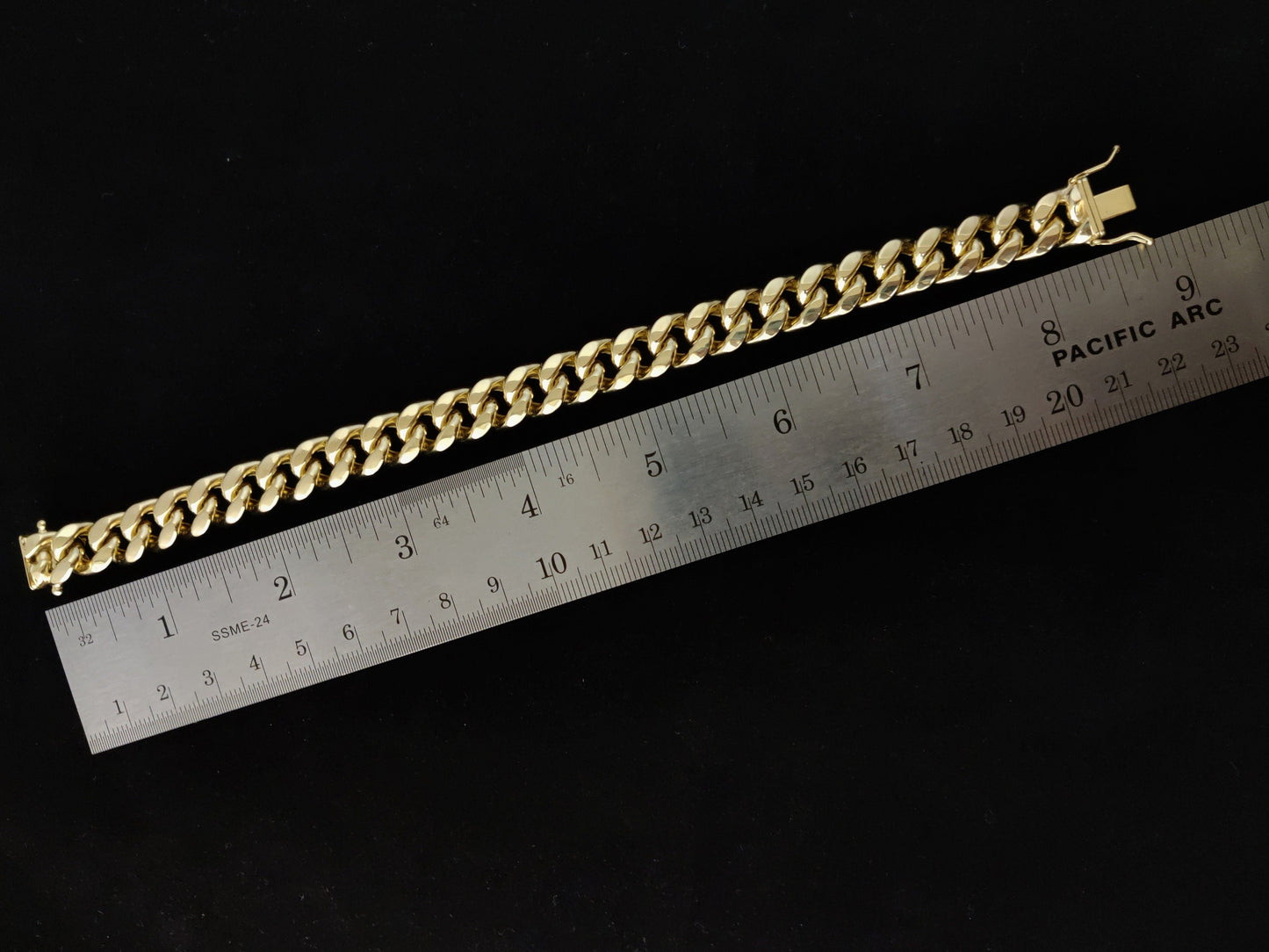 10k Yellow Gold 11.5mm Miami Cuban Chain Bracelet Box Clasp Lock Real 10K  Gold, Men and Women,10k Real Gold Bracelet, MIami Cuban Bracelet