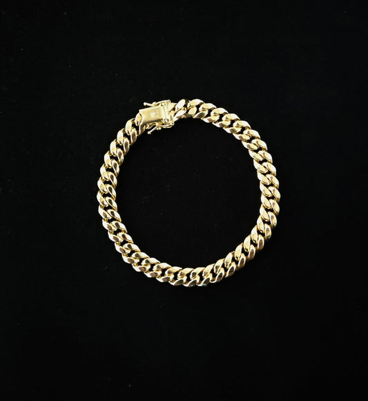10k Yellow Gold 7.8mm Miami Cuban Chain Bracelet Box Clasp Lock Real 10K Yellow Gold, Men and Women,10k Gold Bracelet, 10k gold miami cuban