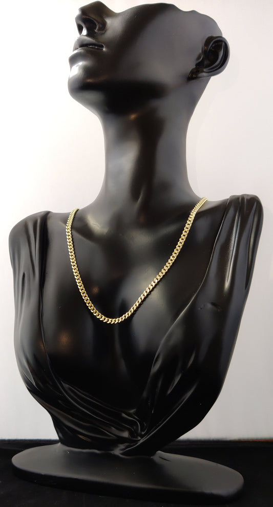 10k Real Gold Miami Cuban Link Chain Necklace and Bracelet 3.8 mm Real 10K Yellow Gold, Man Gold Chain,Ladies Gold Chain, 10k Gold Chain