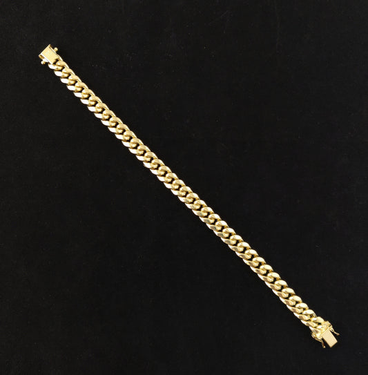 10k Yellow Gold 9mm Miami Cuban Chain Bracelet Box Clasp Lock Real 10K Yellow Gold,10k Gold Chain Men and Women
