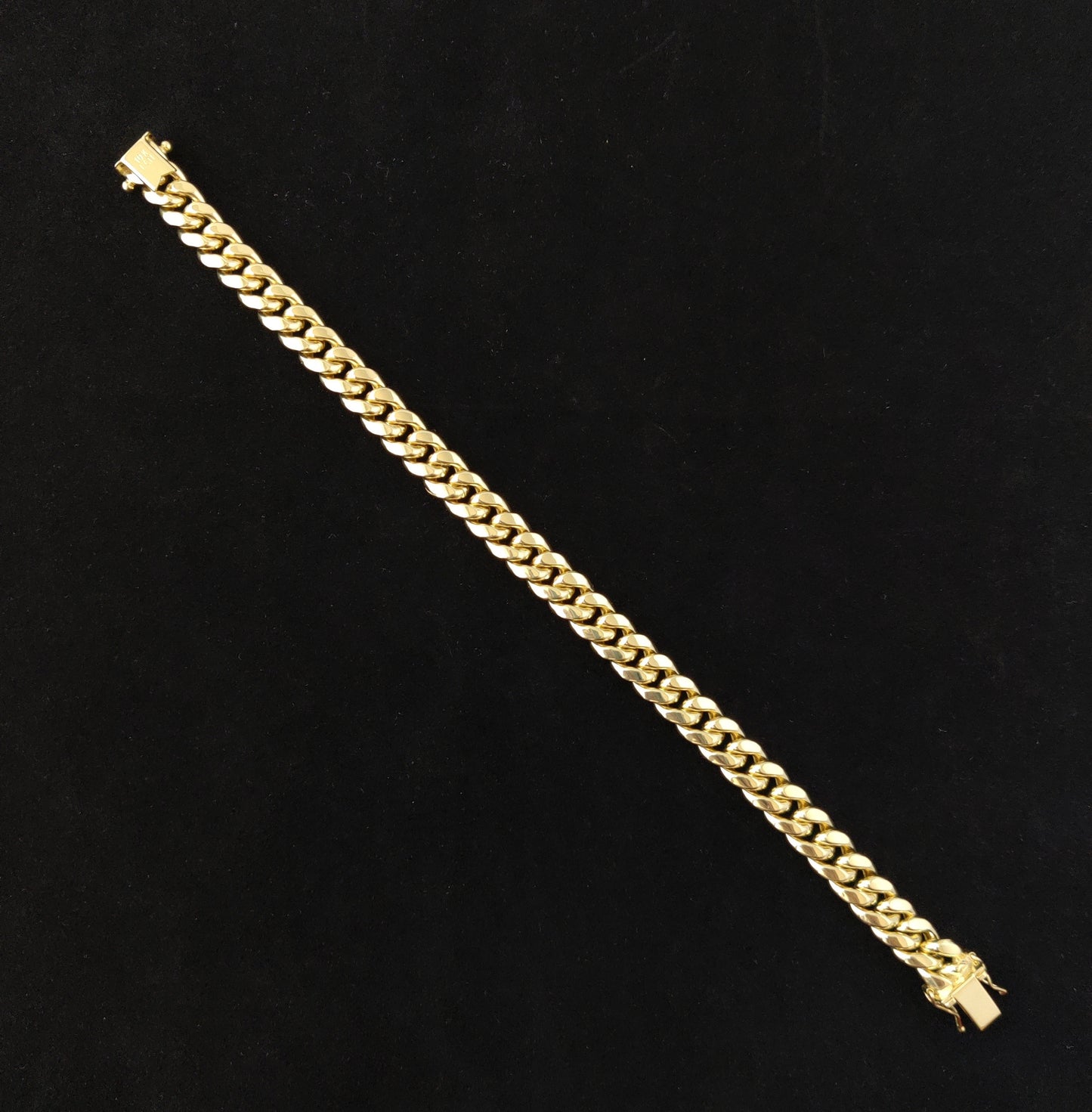 10k Yellow Gold 9mm Miami Cuban Chain Bracelet Box Clasp Lock Real 10K Yellow Gold,10k Gold Chain Men and Women
