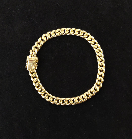 10k Yellow Gold 6.7mm Miami Cuban Chain Bracelet Box Clasp Lock Real 10K Yellow Gold, Men and Women,8 inches ,9 inches miami cuban bracelet