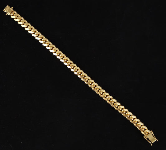 10k SOLID Yellow Gold 7mm Miami Cuban Chain Bracelet Box Clasp Lock Real 10K Yellow Gold,SOLID 10k Gold Bracelet, 10k gold miami cuban