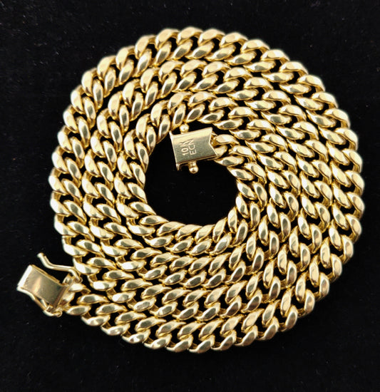 10k Real Gold Miami Cuban Link Chain Necklace 6.7mm 20 Inches Real 10K Yellow Gold,Man Gold Chain,Ladies Gold Chain, 10k Gold Chain
