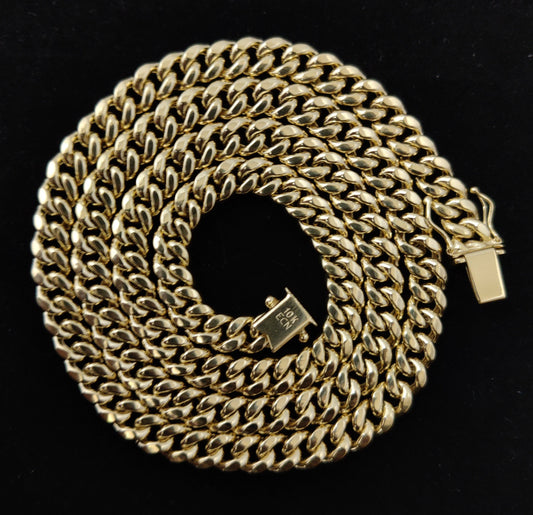 10k Real Gold Miami Cuban Link Chain Necklace 6.8mm 24 Inches Real 10K Yellow Gold,Man Gold Chain,Ladies Gold Chain, 10k Gold Chain