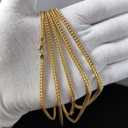 10K Real Semi Solid Gold Franco Chain Necklace, 16"-26" inch, 3mm 4mm Real 10K Yellow Gold Franco Chain,10k Gold Chain,Franco Chain