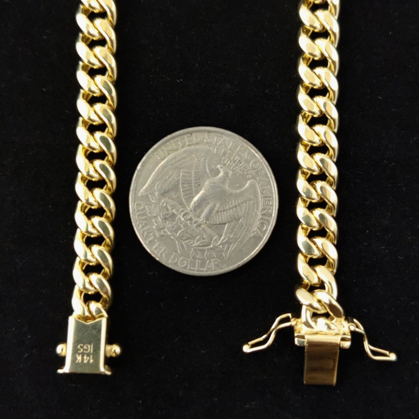 14k Yellow Gold 6.7mm Miami Cuban Chain Bracelet Box Clasp Lock Real 14K Yellow Gold, Men and Women,14k Gold Bracelet, 14k gold miami cuban