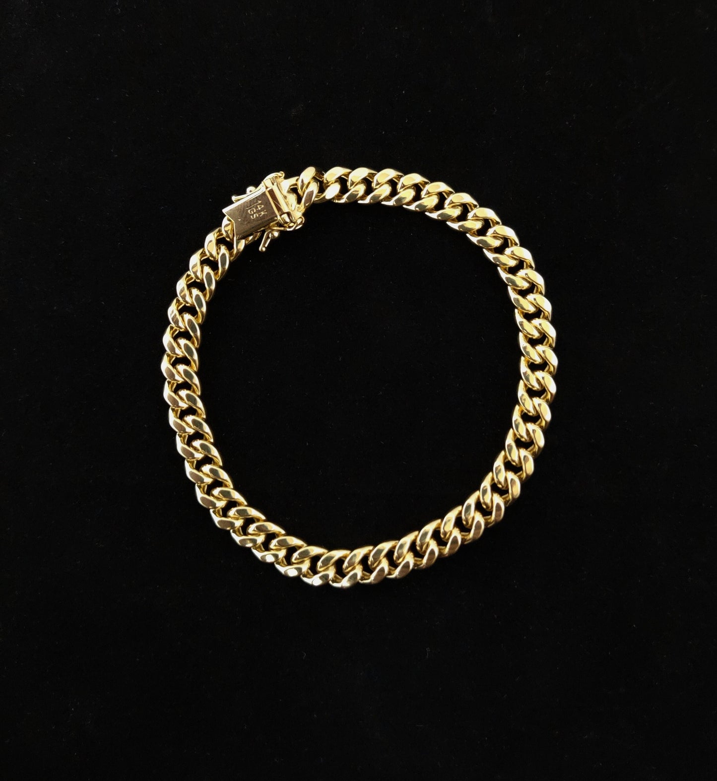 14k Yellow Gold 6.7mm Miami Cuban Chain Bracelet Box Clasp Lock Real 14K Yellow Gold, Men and Women,14k Gold Bracelet, 14k gold miami cuban